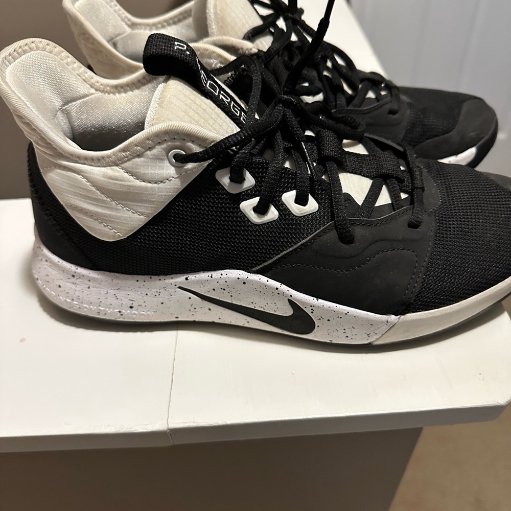 Nike Basketball P. George Black and Cream Sneakers